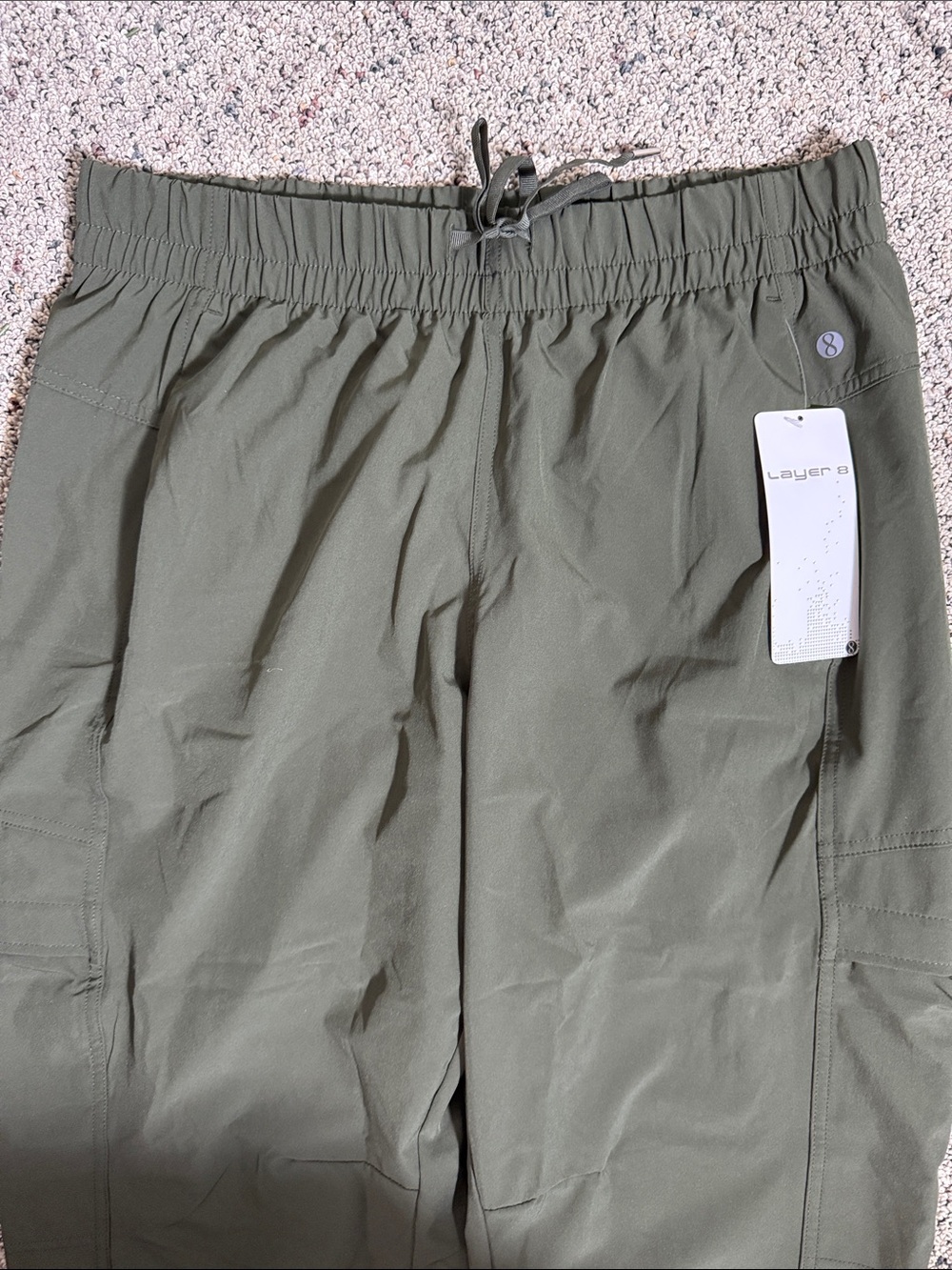 Layer8 Olive Green Utility Jogger Woven Hike Hiking Active Pants Sz L NWT - Picture 2 of 12